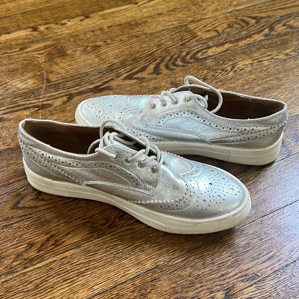 Metallic Silver Loafers